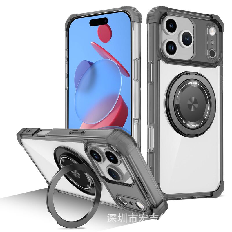 高透明で黄ばみなし、iPhone 17携帯電話ケースに最適、360度回転磁気スタンド、Apple 16落下防止保護カバー|undefined