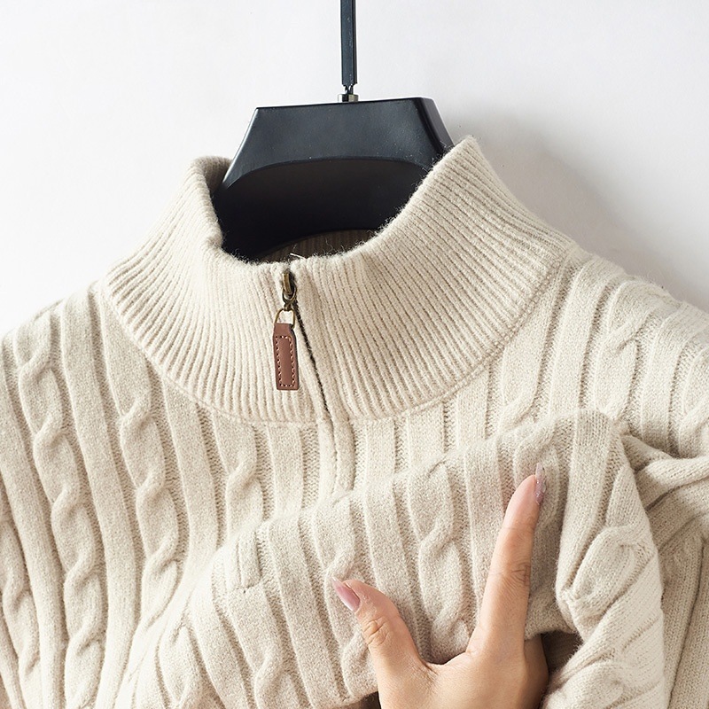 Explosiones transfronterizas de tamaño europeo medio cremallera jersey de hilado suéter hombre viejo viento de negocios otoño invierno fábrica al por mayor