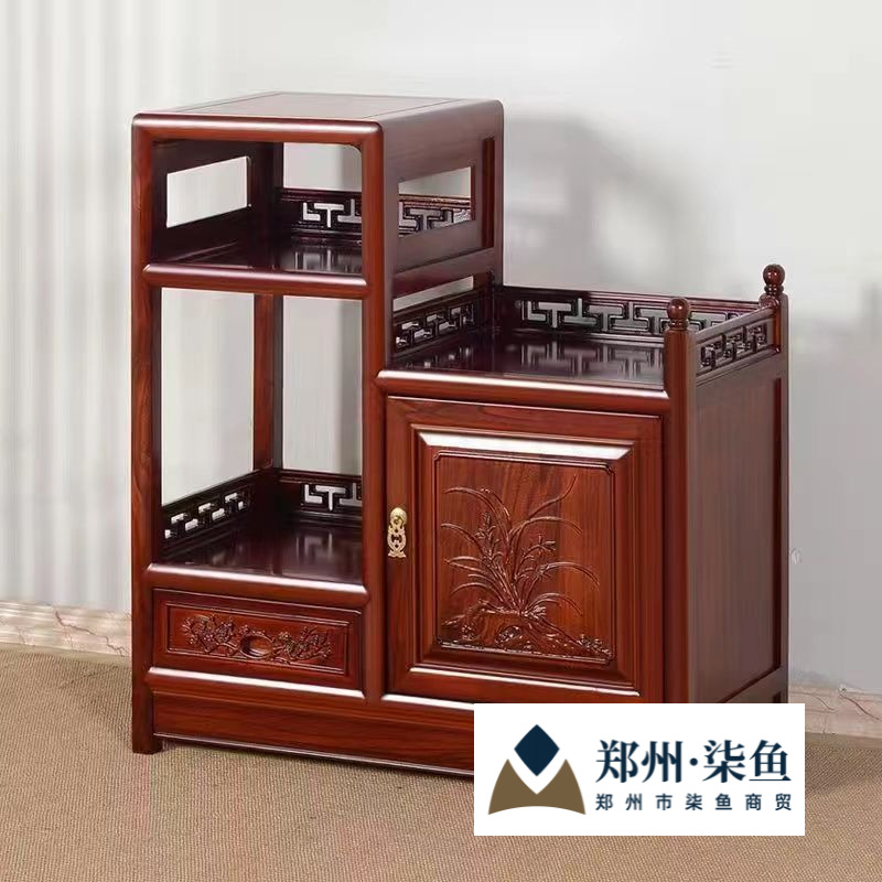 Tea Cabinet Solid Wood Tea Cabinet New Chinese Style Dining Side Storage Cabinet Living Room Wine Storage Rack Tea Cabinet Storage Cabinet New Style