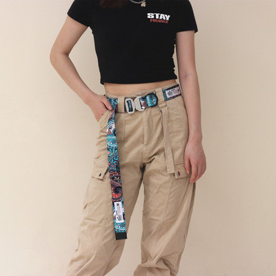 Paisley Cobra Waist belt ins Female Cool Europe and America Young fashion Canvas pants decorate belt