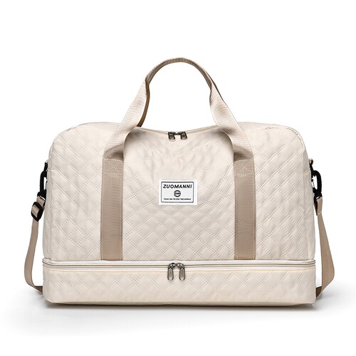 Plaid sports and fitness bag, portable large-capacity luggage bag, travel bag, shoe compartment, dry and wet separation travel bag