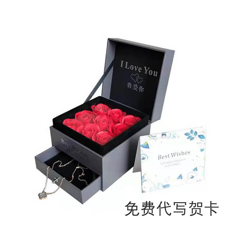 Caja de Regalo de Rosas, Caja de Terciopelo con Lazo Blanco, Collar Acrílico, Embalaje de Joyería para el Día de San Valentín Chino, Caja de Joyería