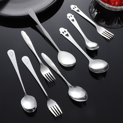 Wholesale stainless steel watermelon spoon coffee spoon dessert spoon stirrer spoon household daily spoon fork gift spoons and forks