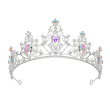 君皓饰品水晶皇冠欧美发冠头饰合金宝石女王冠结婚纱影楼配饰批发