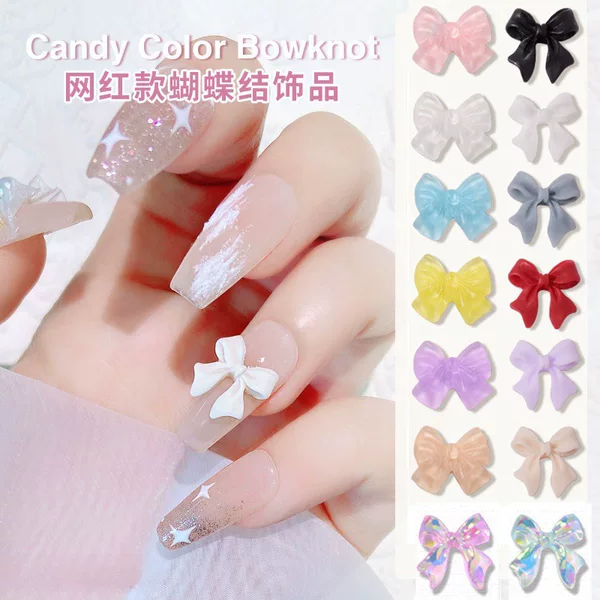 Nail art jewelry net red explosions pink bow nail accessories ins wind three-dimensional decoration diy small accessories wholesale