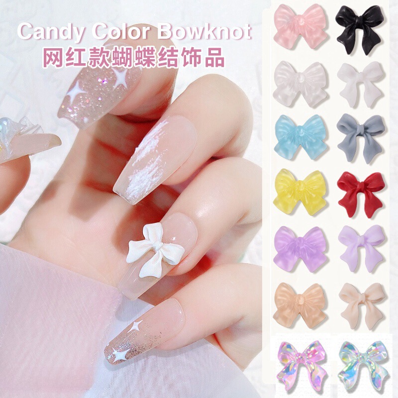 Nail art jewelry net red explosions pink bow nail accessories ins wind three-dimensional decoration diy small accessories wholesale