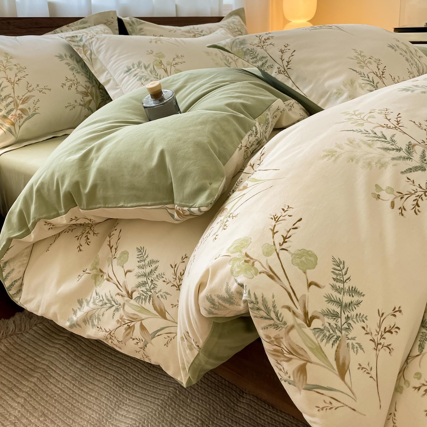 Four-piece Printed Brushed Cotton Bed Sheet Set For Autumn Winter_voghion.com