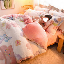 双面珊瑚绒被套单件冬天加厚法莱法兰绒被罩加绒.米学生单双人