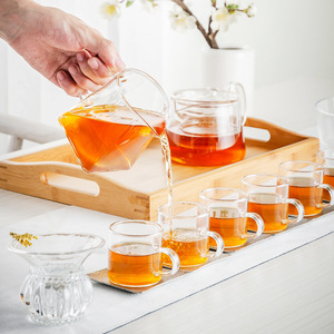 日式玻璃茶具功夫茶杯套装家用简约现代透明办公室会客泡茶壶