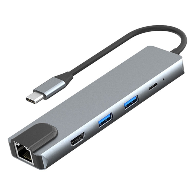 Cinco en uno tipo-c estación de acoplamiento tarjeta de red USB c3.0hub 5-in-1HDMI4K computadora de muelle de expansión portátil