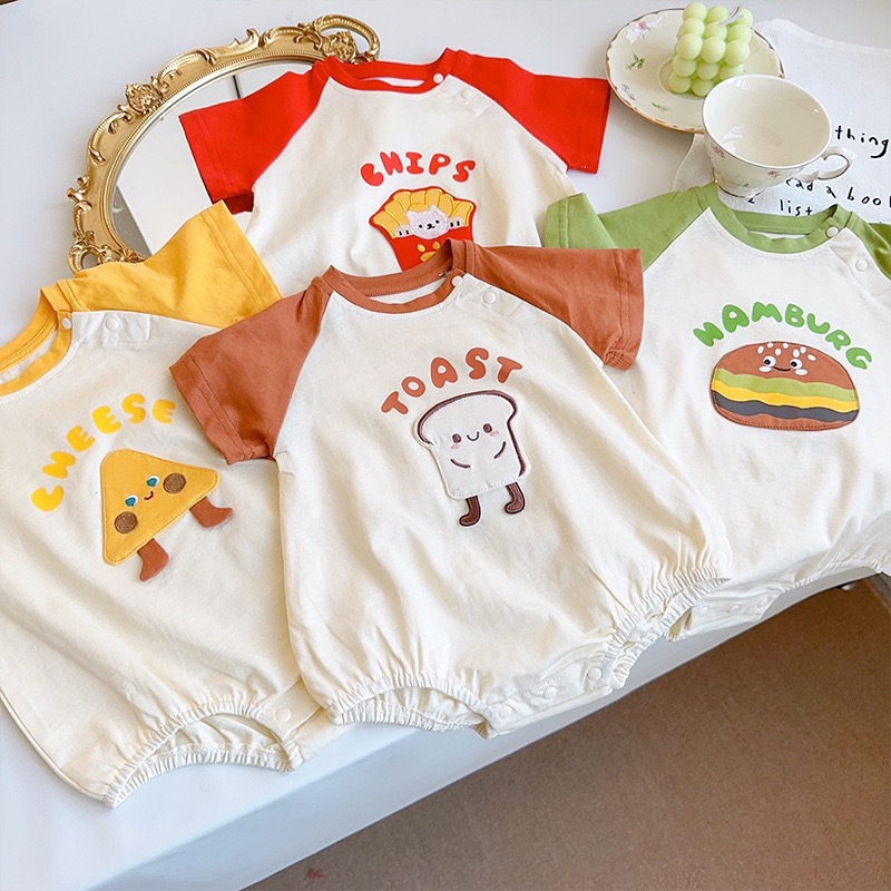 Infants and Toddlers Short-Sleeved Summer Clothes New Baby Cute Cartoon Summer Clothes Fashionable Baby Men's and Women's Clothes