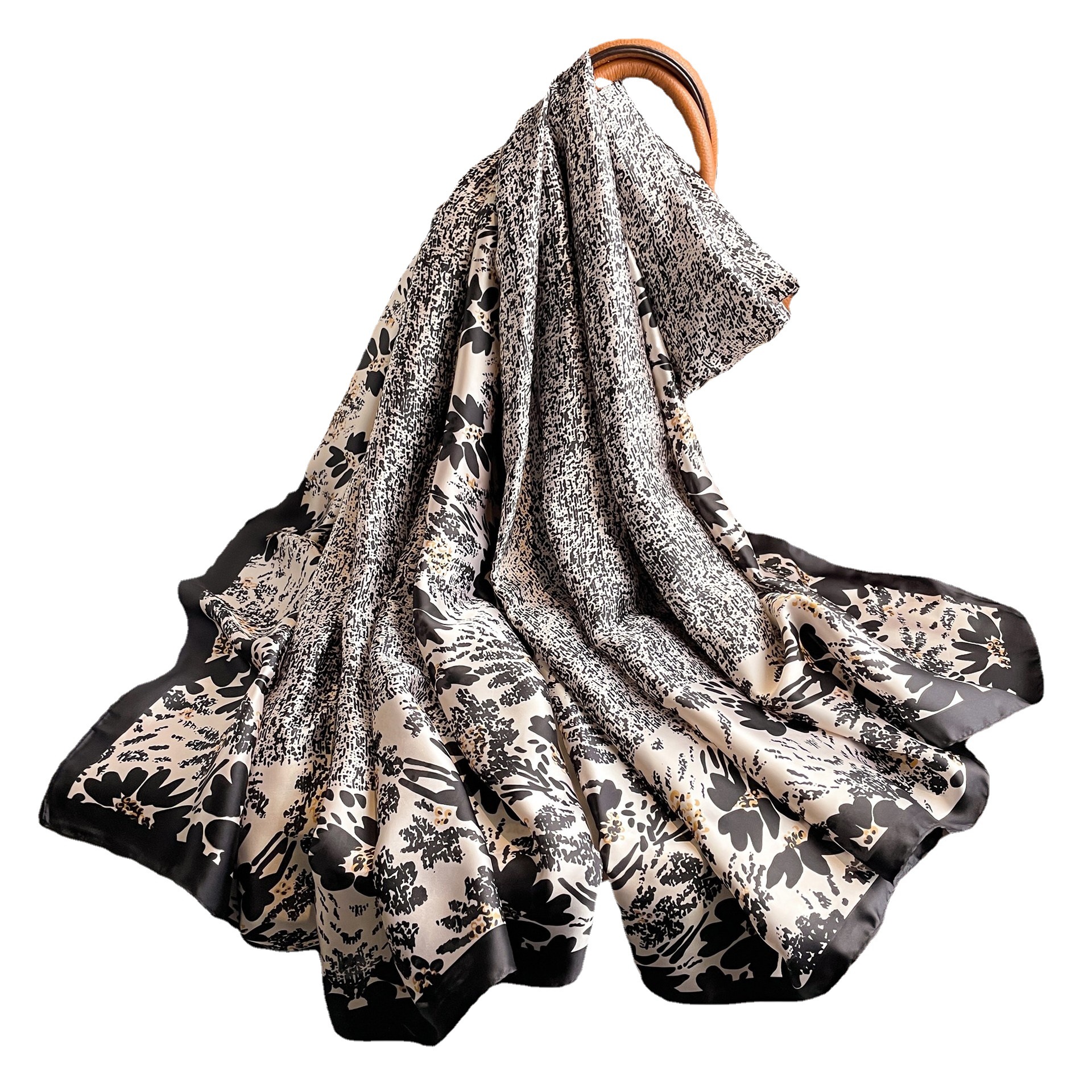 2023 primavera y verano chal exterior brocado fino satén gran bufanda de las mujeres clásico retro floral seda artificial toalla playa