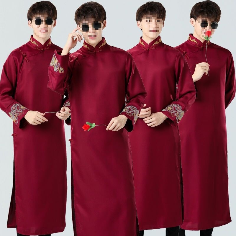 Chinese-Style Wedding Robes, Winter Tang Suits, Men's Formal Wear, Groomsmen Suits, Qiangsheng Suits, Brother Group Outfits in Stock