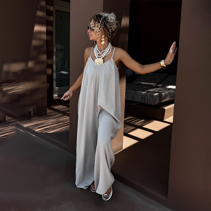 2026 transfronterizo Amazon AliExpress nuevo abrigo de cabina de damas con la espalda descubierta ropa casera suelta combinación de pantalones image 3