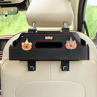 Tissue Box Car Seat Back: Car tissue box/set - no-specifications-yellow-hat-green-hat-bear-black-chair-back-double-water-cup-storage-box