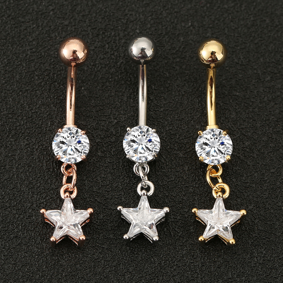 Modischer Pentagramm Und Seestern Bauchnabelpiercing Mit Zirkonia_voghion.com