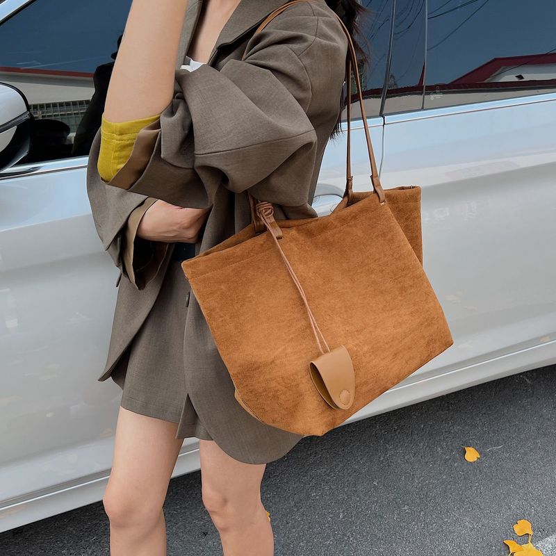 秋冬复古磨砂麂皮绒托特包包女2025新款松弛感大容量单肩通勤大包|undefined