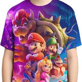 外贸Super Mario马里奥系列儿童创意童装T恤来图印刷短袖一件代发