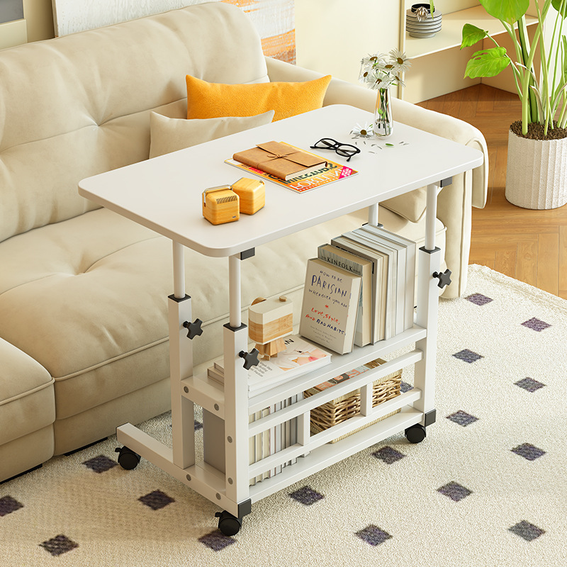 Widened Bedside Table Movable Home Bedroom Small Table Spacious Desktop Practical Desk with Pulleys Bedside Table
