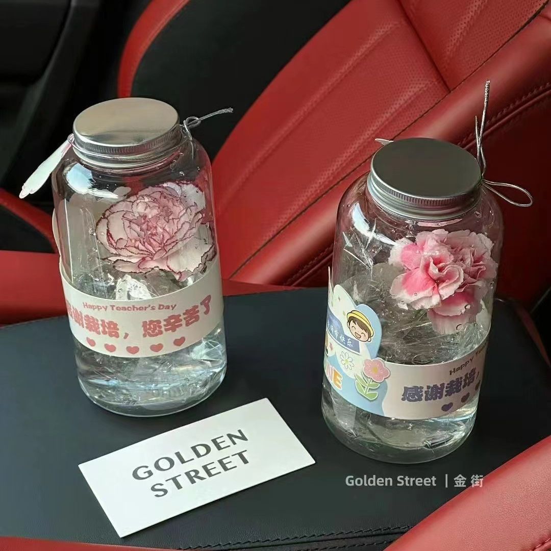 教师节新款花瓶网红冰封玫瑰瓶单支花束装饰瓶塑料杯冰冻玫瑰瓶子