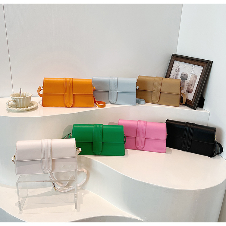 Bolsos para mujer 2024 nuevo estilo francés bolsa de axilas de textura de nicho larga diagonal de un solo hombro bolsa cuadrada pequeña color sólido marea transfronteriza