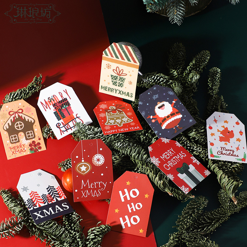 2023 Tarjeta de Navidad Santa Claus ELK árbol de Navidad tarjeta colgante flores regalo embalaje Tarjeta de mensaje