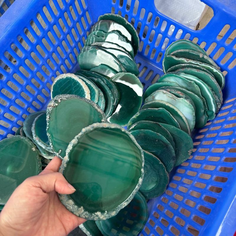 直播間で人気の天然円形メノウ風景片メノウ風鈴片カップパッドメノウ原石スライス置物|undefined