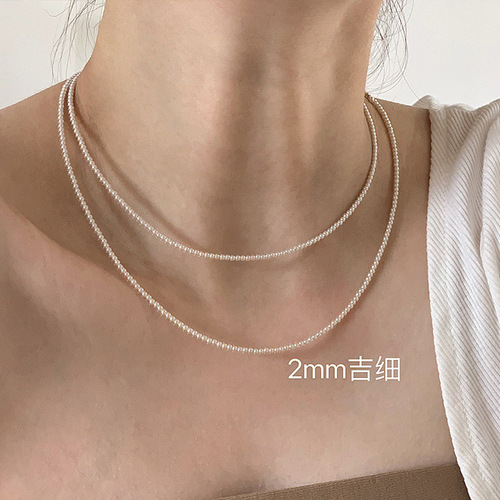 2mm Pearl Necklace for Women - High-end, Niche, Retro, Personality, Simple, Versatile, Elegant, Fashionable, Choker, Clavicle Chain
