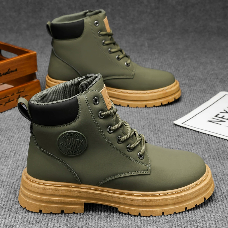 Большие желтые сапоги 2024 осень и зима мужские сапоги Martin оснастка водонепроницаемая нескользящая обувь для походов на строительной площадке износостойкая обувь для защиты труда