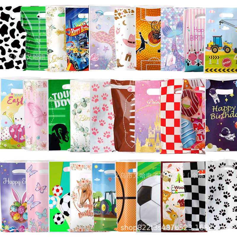 Cross Border Powder Dog Claw Party Gift Bag Rugby Cartoon Back Gift Bag Plastic Candy Bag Birthday Party Decorations