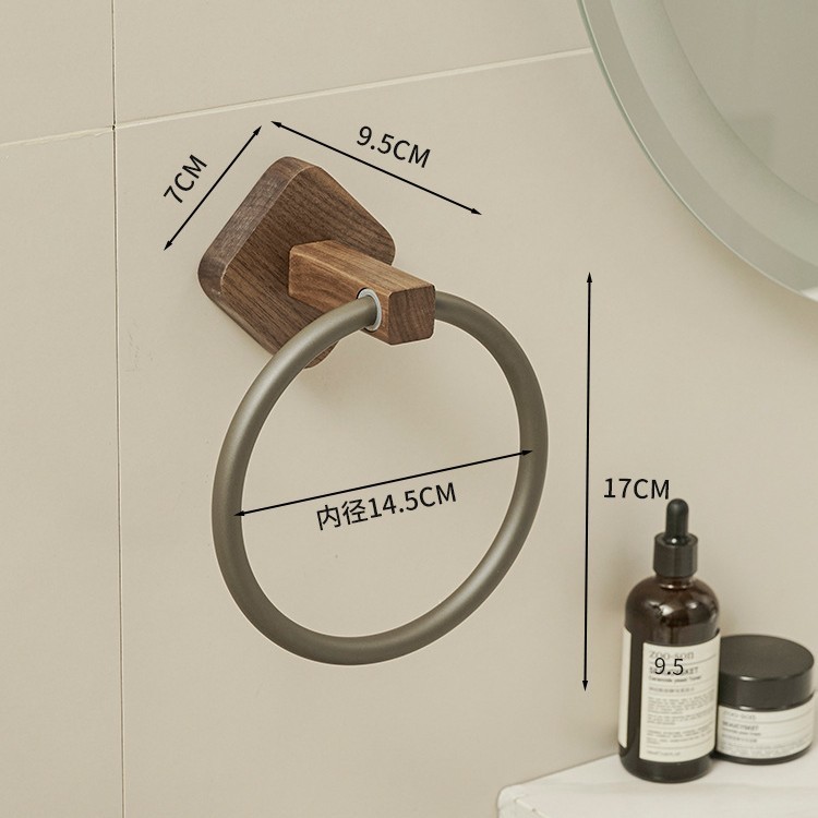 Toallero anillo de madera maciza cara toalla rack Hotel baño toalla rack japonés creativo anillo de toalla estante colgante
