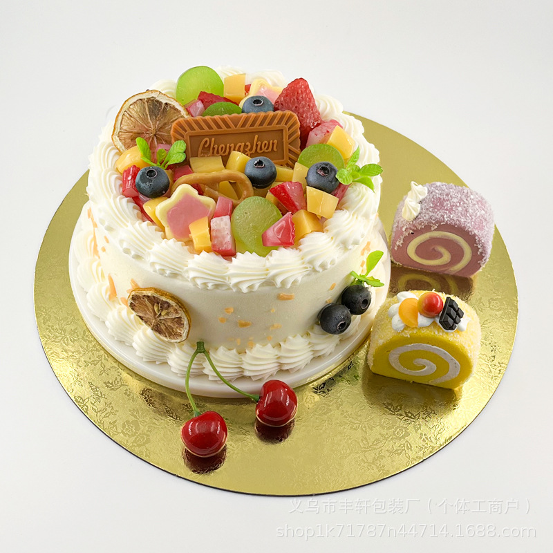 Transfronterizos exclusivos para la aprobación de productos desechables redondos dorados pastel de cumpleaños de papel placa base de pastel