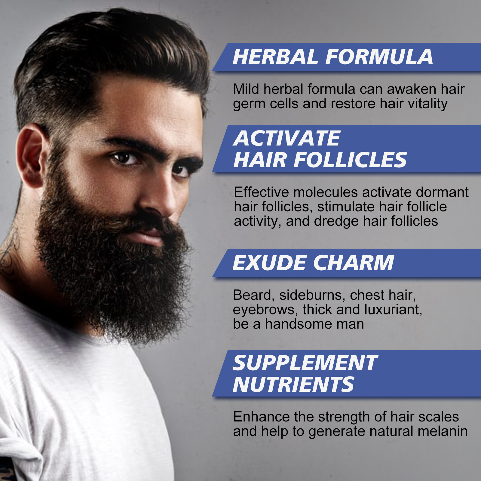 Sérum de croissance de barbe riche en ingrédients naturels pour hommes | Favorise une croissance de barbe plus épaisse et plus complète_voghion.com