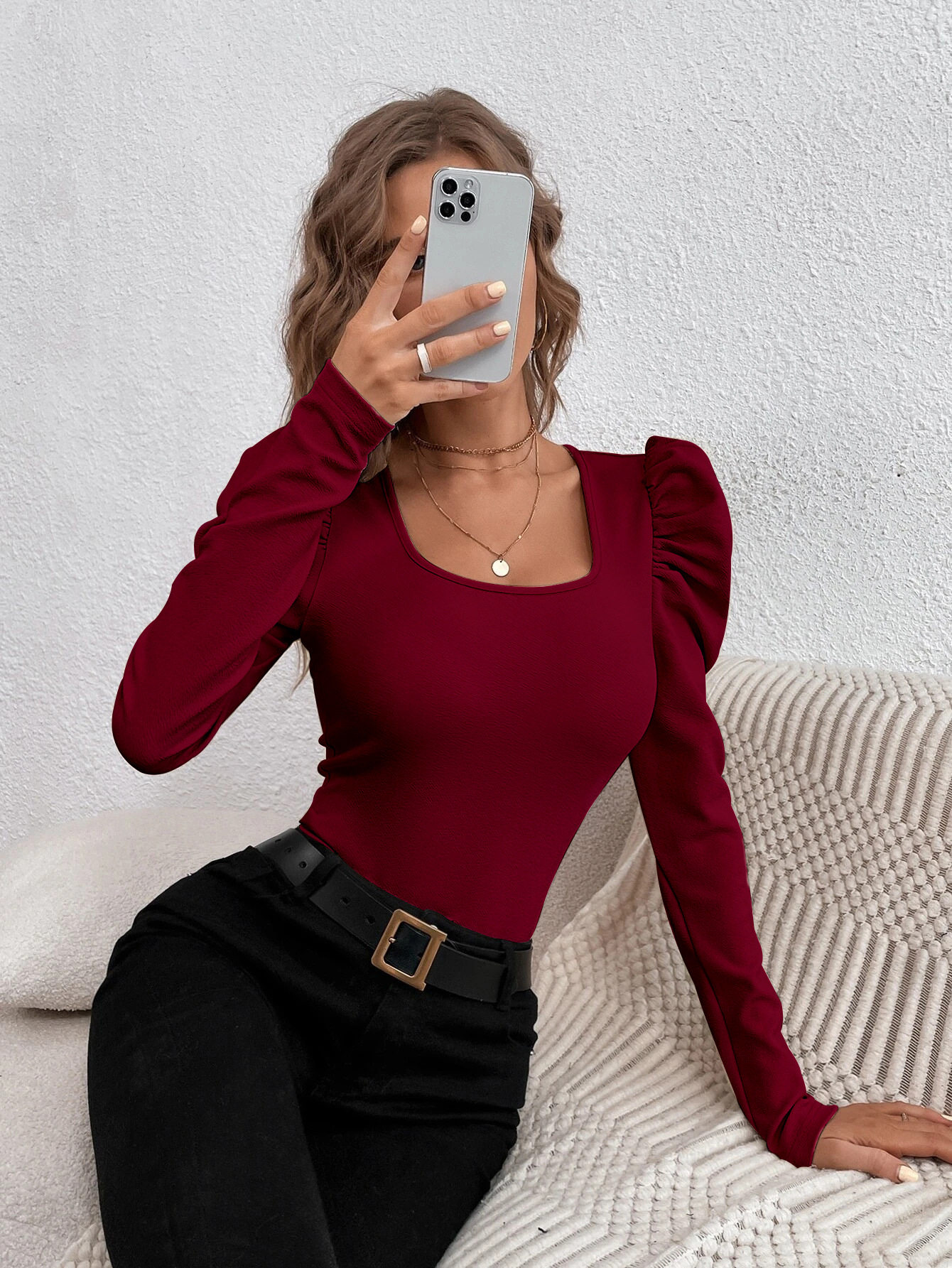 Women's T-shirt Long Sleeve T-Shirts Simple Style Solid Color display picture 14