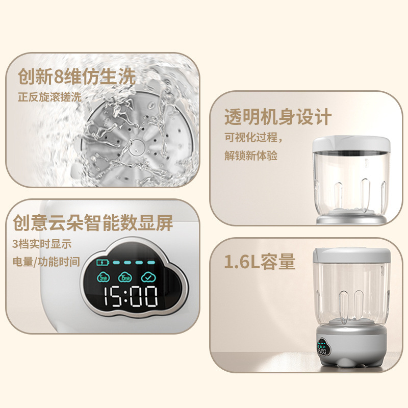 跨境新款便携式无线小型洗衣杯洗内衣裤袜学生宿舍洗衣机旅行神器|undefined