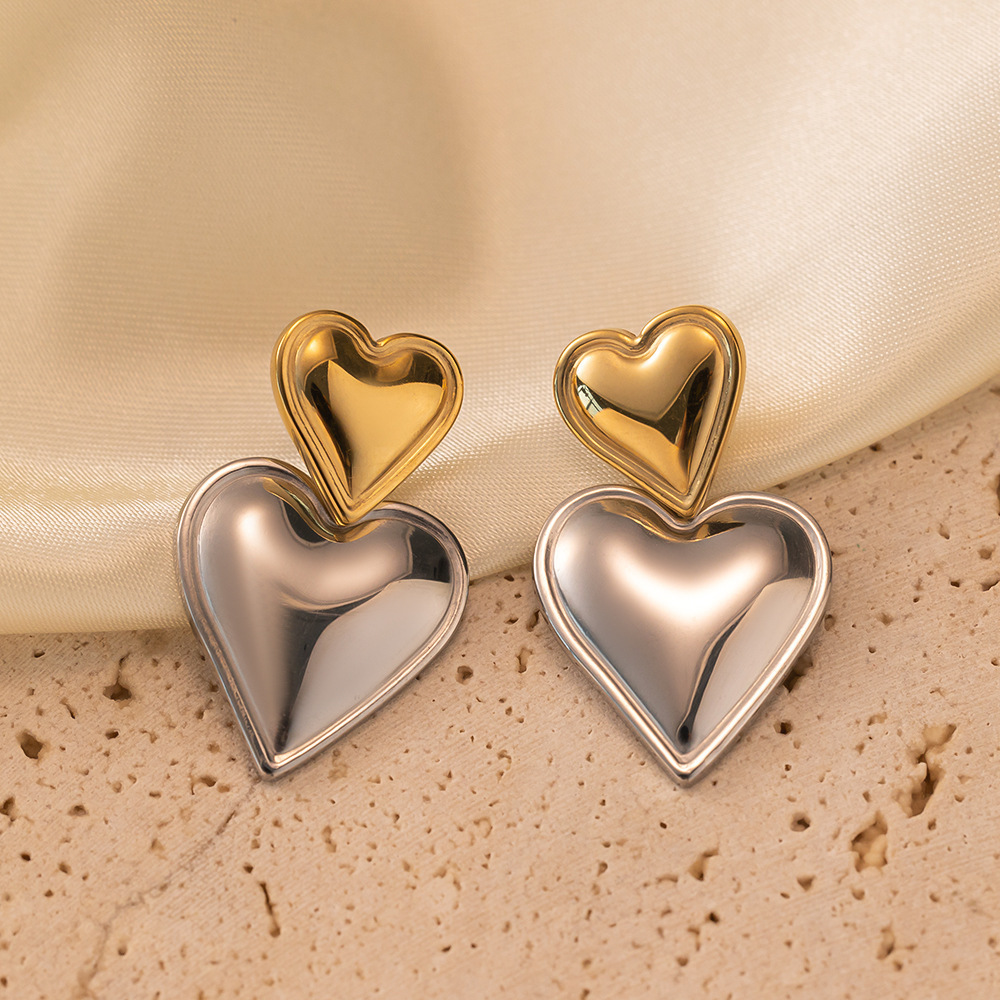 10g Weight 304 Stainless Steel Ear Needle Material Ear Studs Classification 1 Pair Quantity Holiday, Daily Occasion Titanium Steel Material Irregular, Heart Shape Pattern Women's Gender Plating Design Basic, Simple Style Style 1 Pair Basic Simple Style Irregular Heart Shape Plating Titanium Steel Ear Studs 8