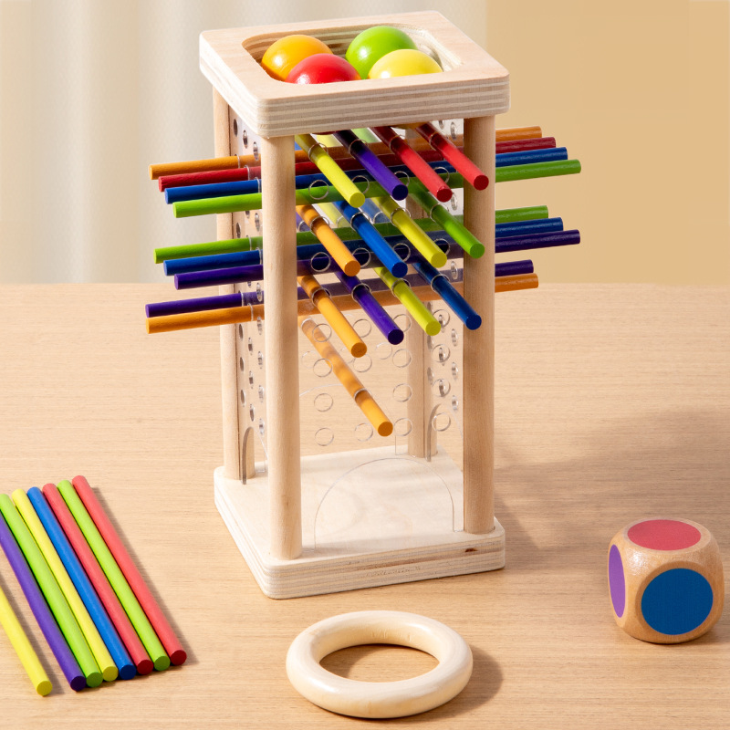 Educación temprana de madera 3 en 1 juego de palo de dibujo de color cognitivo padre-hijo interactivo juego de mesa de concentración juguetes de equilibrio
