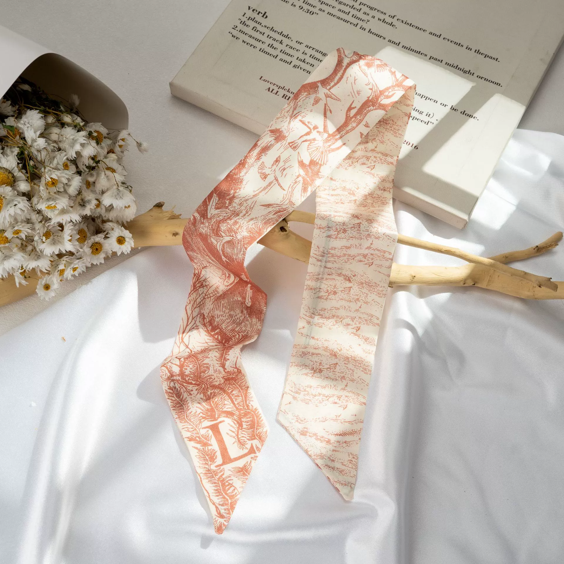 Silk Scarf Hairband (Suhang) long streamer 89×3.8 cm, lightweight gift box option