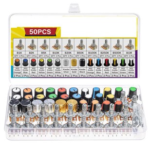 80 Pieces Wh148 Potentiometer Kit 1K2K5K10K20K50K250K500K1Mk 15mm Plum Blossom Knob Cover