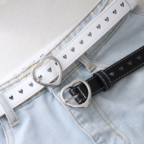 Hollowed-out belt, women's love buckle, simple all-matching trendy personality, Internet celebrity, same jeans, belt, women's ins style