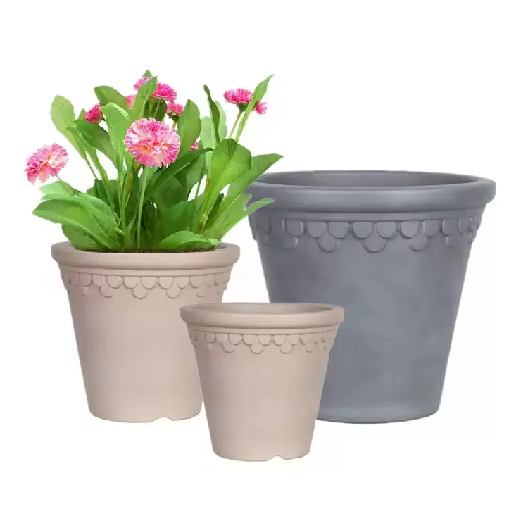 跨境Planters莫奈仿陶花盆花园庭院简约加厚欧式创意树脂塑料花盆