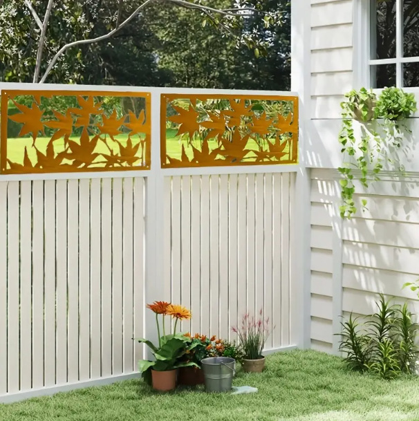 Country Wrought Iron Maple Leaf Privacy Screen Outdoor Wall Deck Fence Decor Fall Decorative Garden Fence