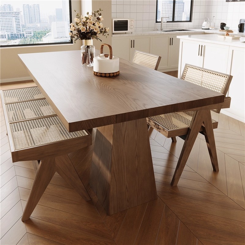 Creative Solid Wood Dining Table, Normcore and High-End Ash Wood Rectangular Dining Table, Household Scandinavian Log Large Board Table
