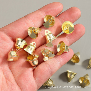 14mm Open Bell Horn Bell Gold Electroplating Ready-Made DIY Jewelry Accessories Christmas Supplies