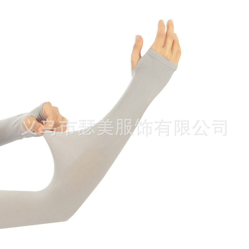 跨境冰袖冰丝防晒袖套户外骑行纯色驱蚊护袖开车防紫外线冰丝袖套