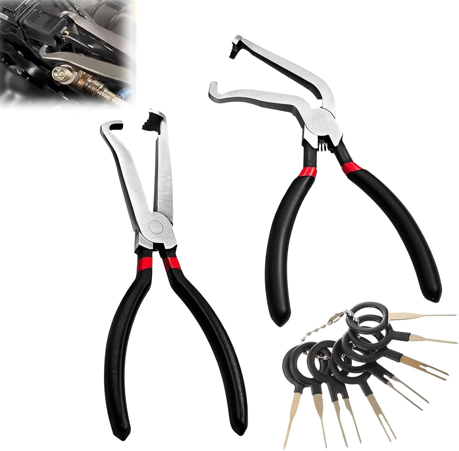 빨간색과 검은색 볼트 커터 3종 세트(직선+곡선+바늘 추출기)