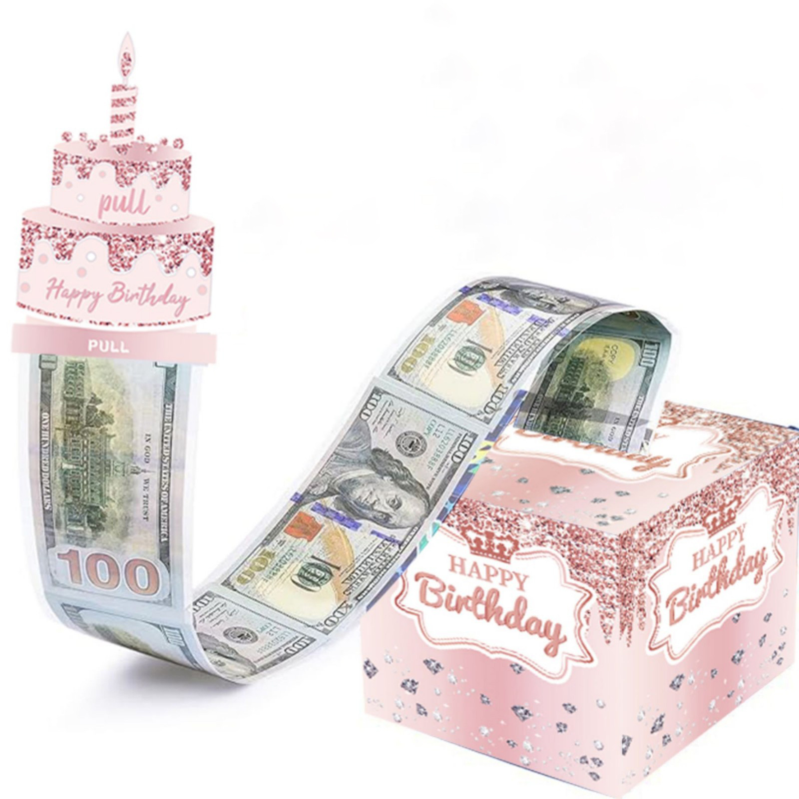 生日抽钱盒happybirthday粉色款高级感礼品盒礼物圣诞节布置礼盒