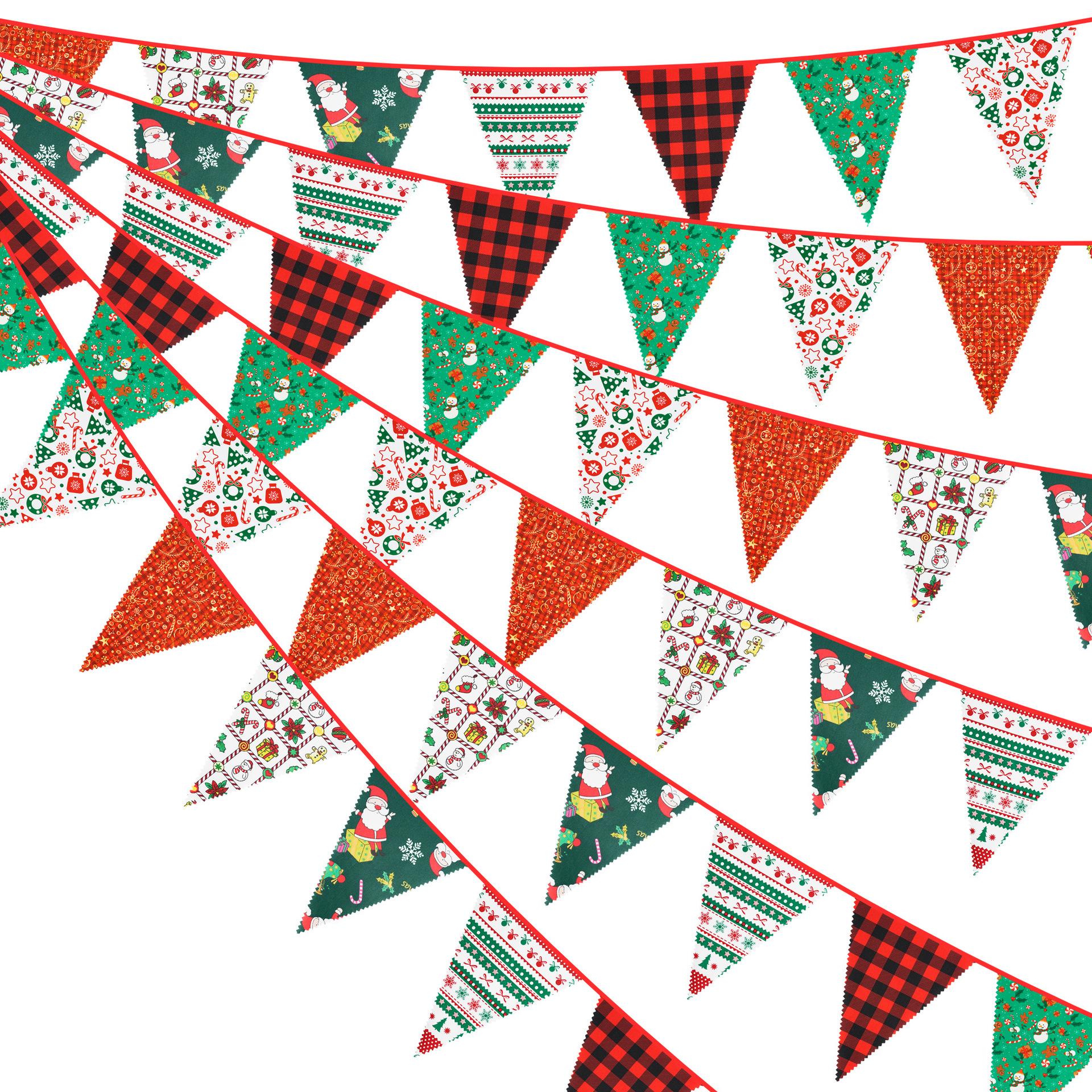 12 Meter 42 Stücke bunte Blumenwellen-Einzelschicht-Baumwolldreiecksflagge Geburtstagsflagge Fotohintergrund Western-Hochzeitsflagge_voghion.com