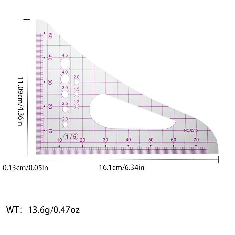 Regla de curva directa de fábrica Botón regla de arco regla de ropa regla de corte traje de regla de jaula de manga regla de tamaño colección