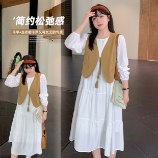 Inno Plus Size Women's Tea Break French Dress Autum New Literary Retro Vest Suit 321625
